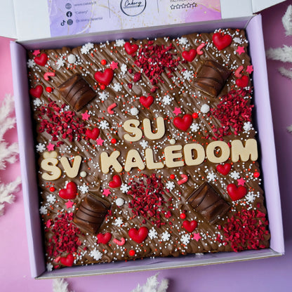 Prabangus belgiško šokolado brownis su Jūsų žinute