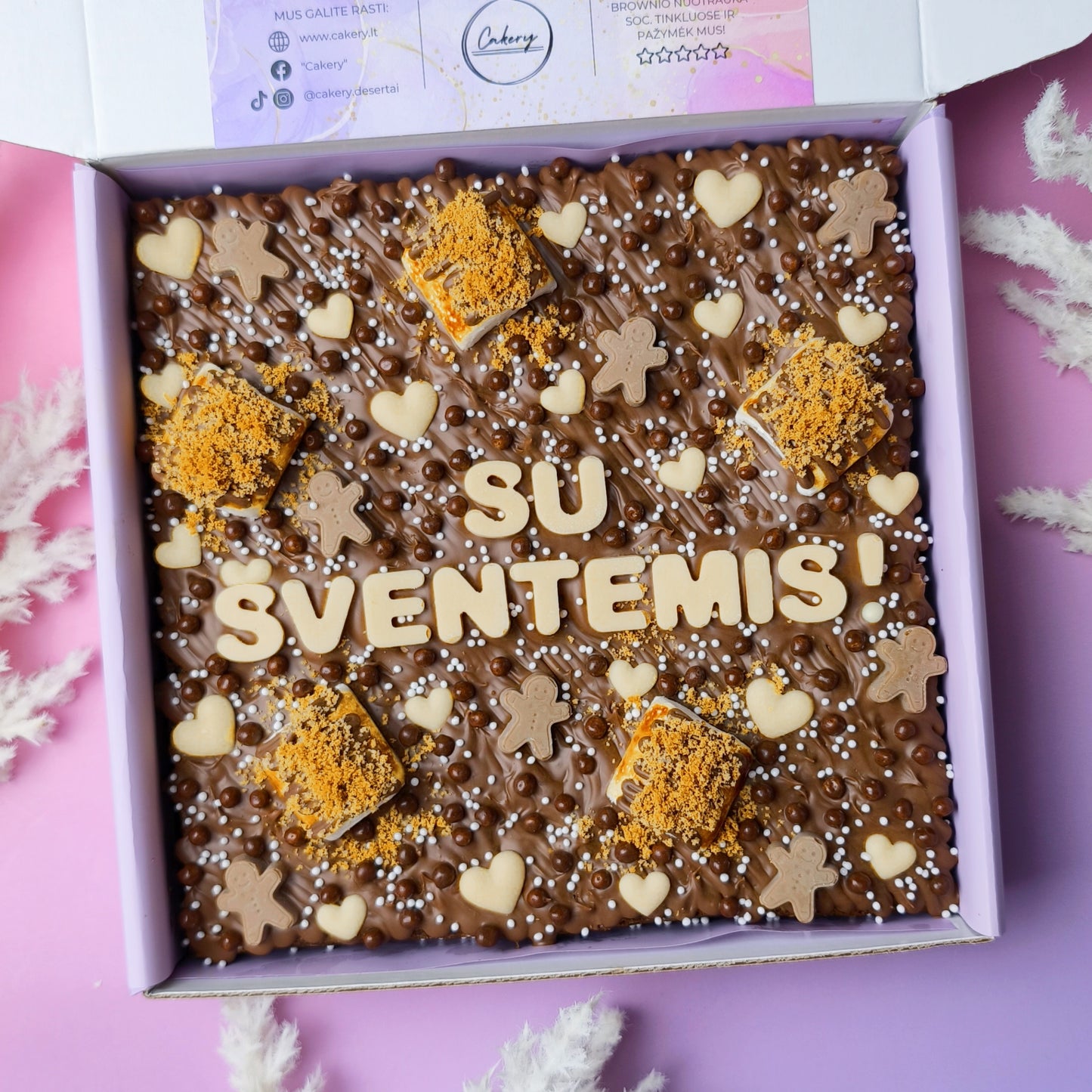 Prabangus belgiško šokolado brownis su Jūsų žinute