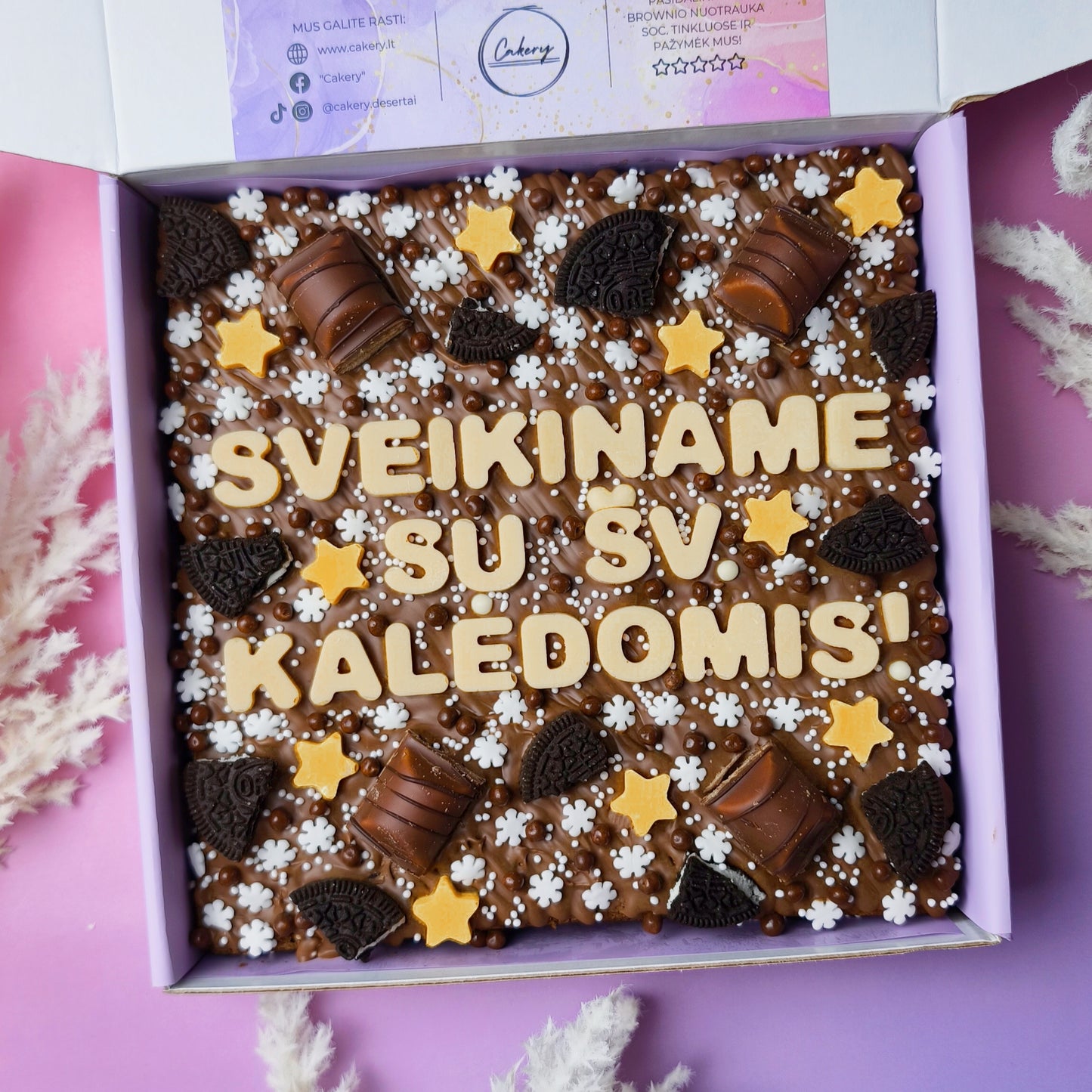 Prabangus belgiško šokolado brownis su Jūsų žinute