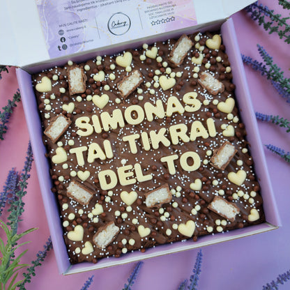 Prabangus belgiško šokolado brownis su Jūsų žinute