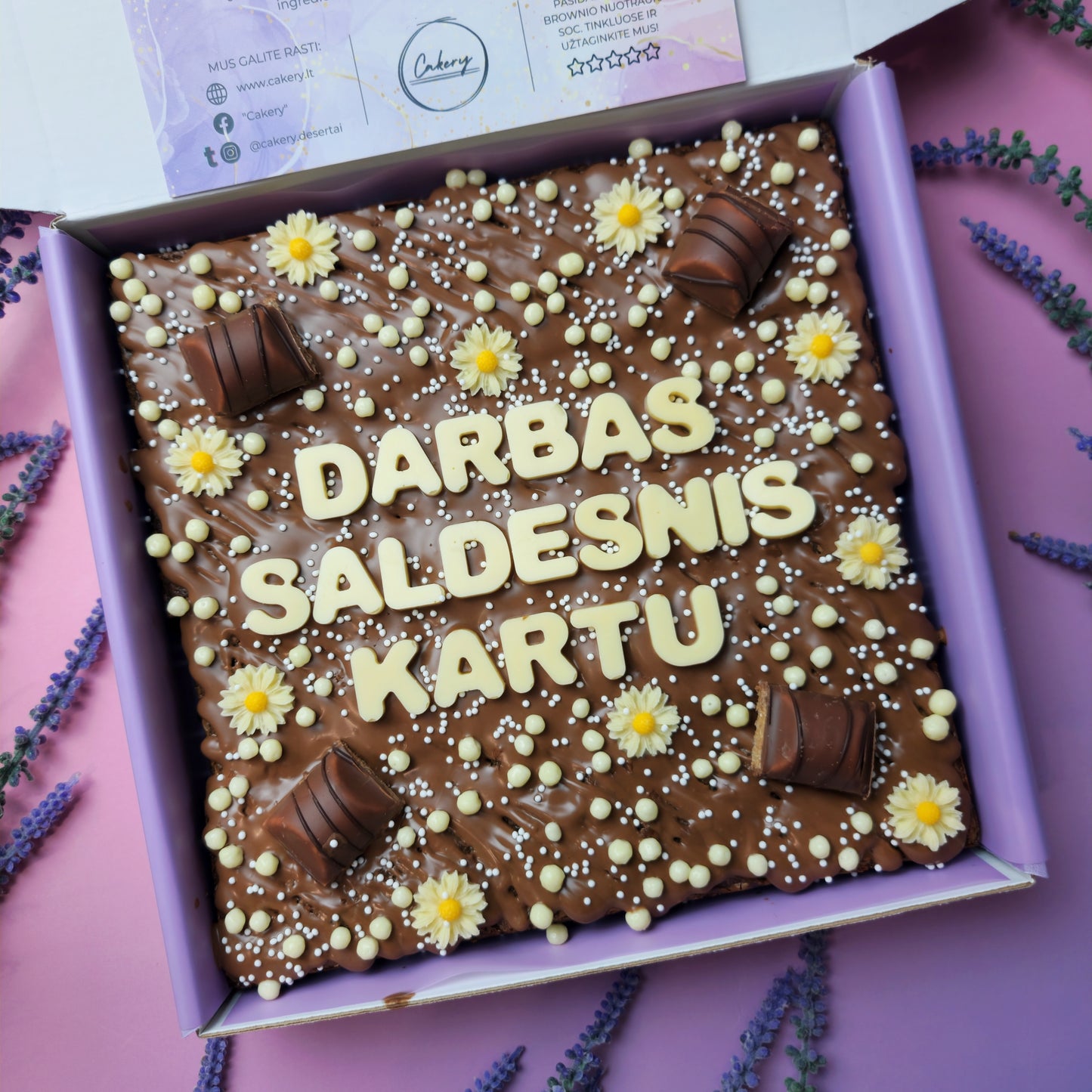 Prabangus belgiško šokolado brownis su Jūsų žinute