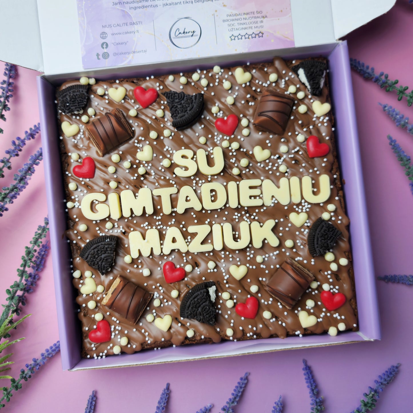 Prabangus belgiško šokolado brownis su Jūsų žinute